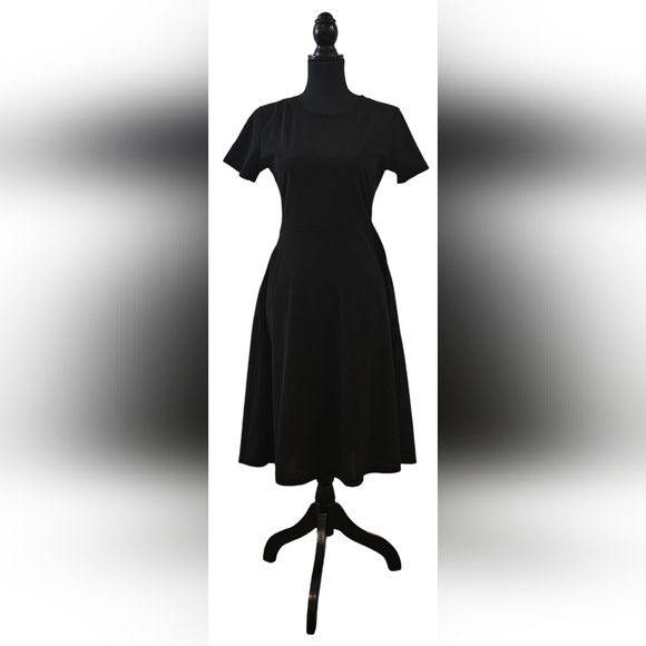Helyo | Black Midi A-Line Dress with Pockets | Women's Medium - Picture 1 of 8